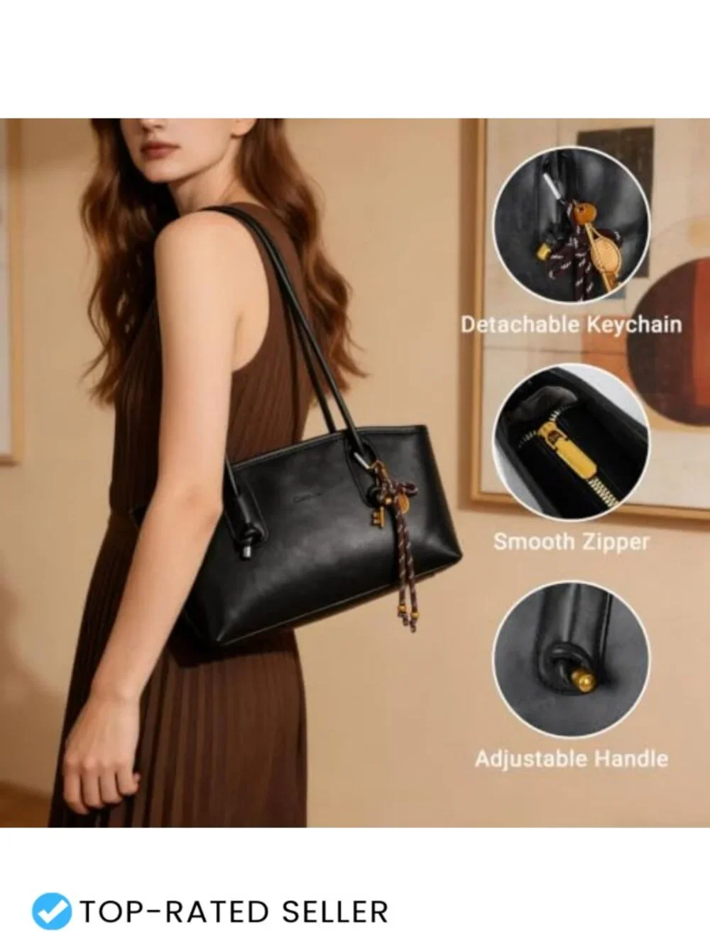 Vintage Faux Leather Hobo Shoulder Bag